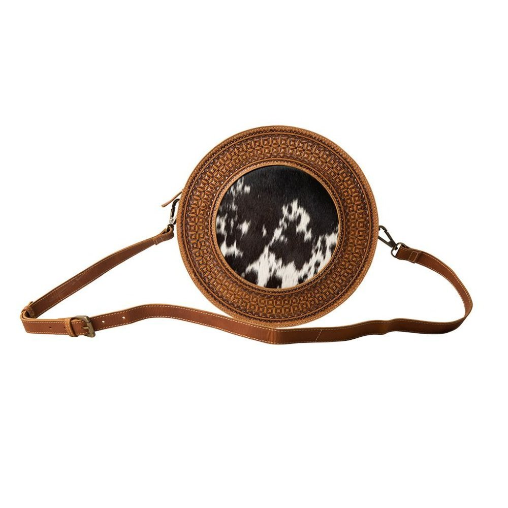 Mojave Round Leather and Cowhide Fur Bag